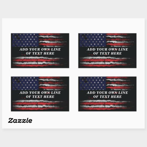 Add your own text on grunge American flag Rectangular Sticker
