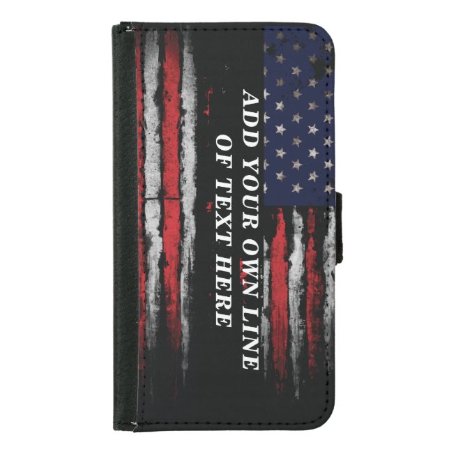 Add your own text on grunge American flag Samsung Galaxy Wallet Case (Front)