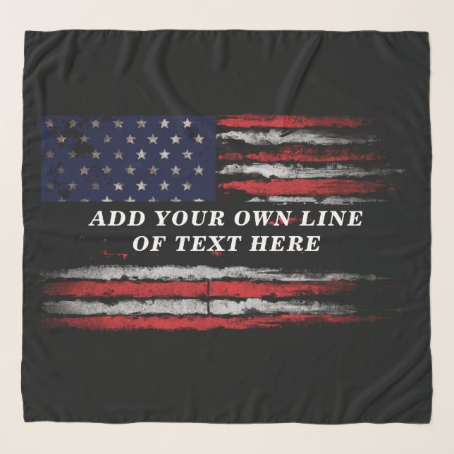 Add your own text on grunge American flag Scarf (Front)