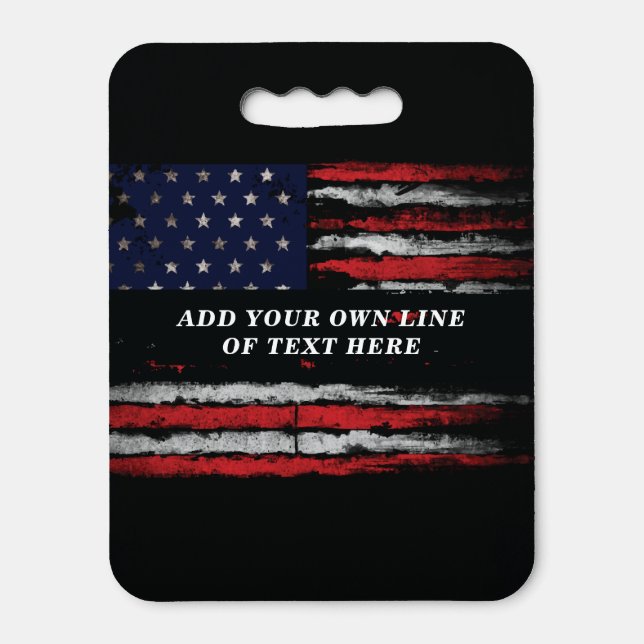 Add your own text on grunge American flag Seat Cushion (Front Vertical)