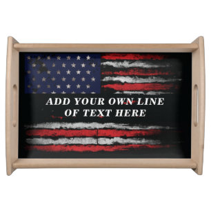 Add your own text on grunge American flag Serving Tray