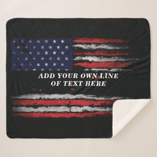 Add your own text on grunge American flag Sherpa Blanket