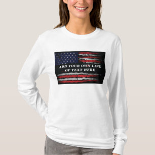 Add your own text on grunge American flag T-Shirt