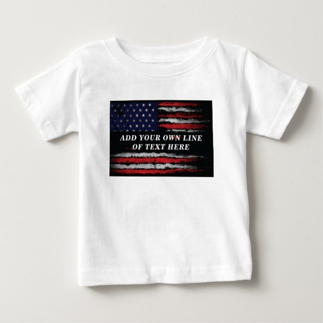 Add your own text on grunge American flag  T-Shirt (Front)