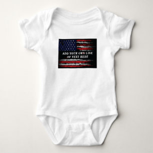 Add your own text on grunge American flag  T-Shirt Baby Bodysuit