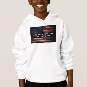 Add your own text on grunge American flag T-Shirt Hoodie