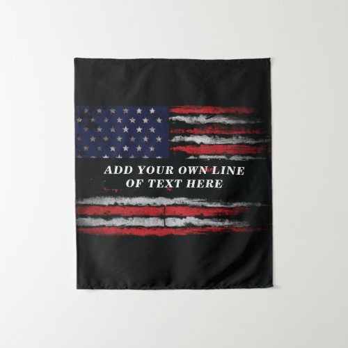 Add your own text on grunge American flag Tapestry