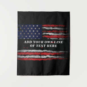 Add your own text on grunge American flag Tapestry