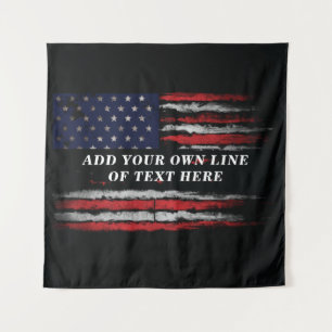 Add your own text on grunge American flag Tapestry