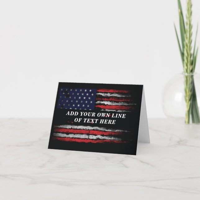 Add your own text on grunge American flag Thank You Card (Front)