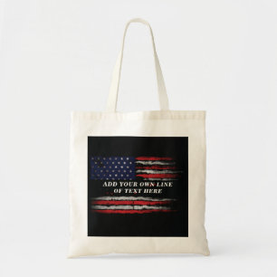 Add your own text on grunge American flag Tote Bag