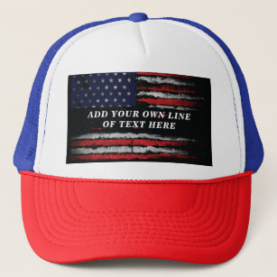 Add your own text on grunge American flag Trucker Hat