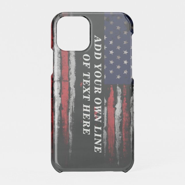 Add your own text on grunge American flag Uncommon iPhone Case (Back)