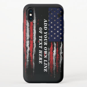 Add your own text on grunge American flag iPhone XS Slider Case