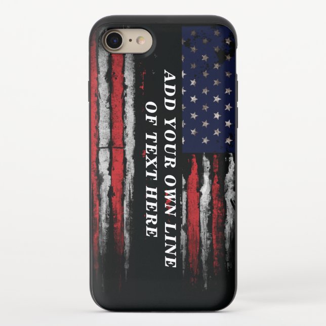 Add your own text on grunge American flag Uncommon iPhone Case (Back)