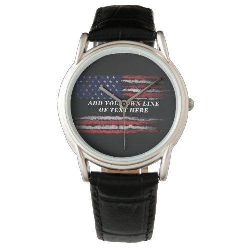 Add your own text on grunge American flag Watch