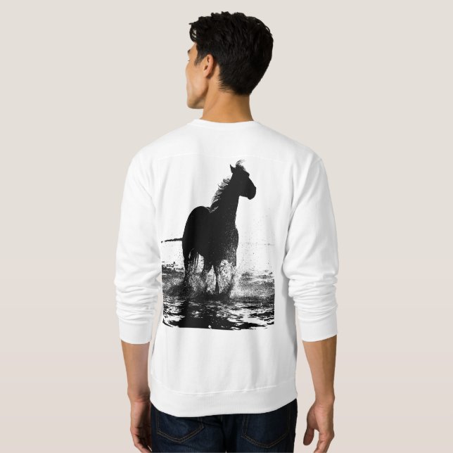 Add Your Own Text Pop Art Running Horse Men's Sweatshirt (Back Full)