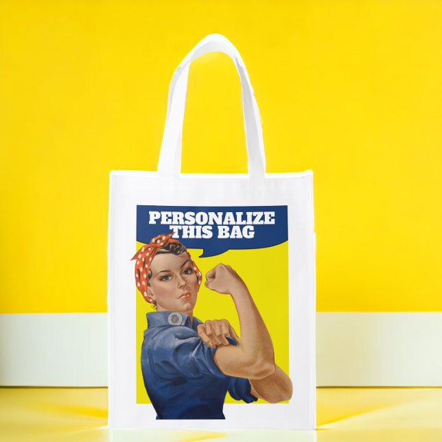 Add Your own Text Rosie the Riveter Personalized Grocery Bag (Creator Uploaded)