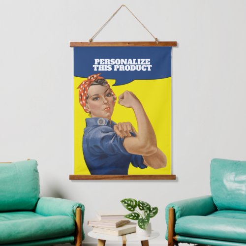 Add Your own Text Rosie the Riveter Personalized Hanging Tapestry