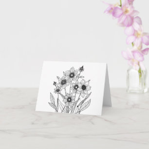 Add your own text Spring Flowers Sketch Card