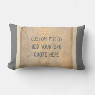 add your own text stripes neutral gray and brown lumbar pillow