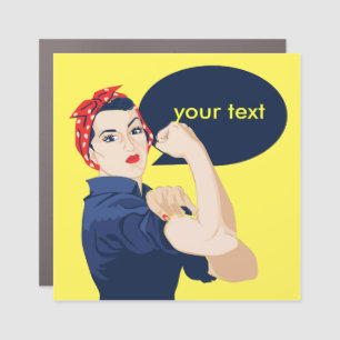 Add your own text to rosie riveter car magnet