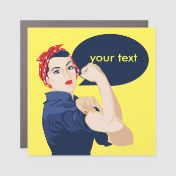 Add Your Own Text To Rosie Riveter Car Magnet by Vintage_Bubb at Zazzle