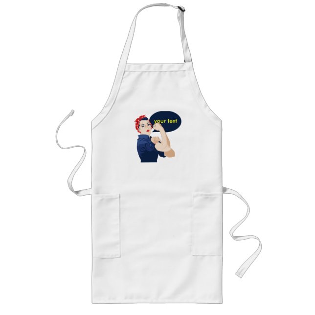 Add your own text to rosie riveter long apron (Front)