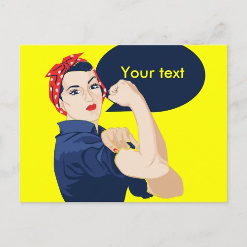 Add your own text to rosie riveter postcard