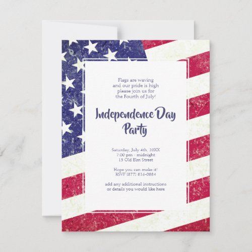 Add Your Own Text Vintage Stars Stripes US Flag Invitation