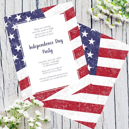 Add Your Own Text Vintage Stars Stripes US Flag Invitation