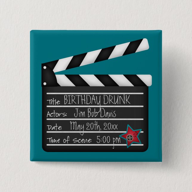 Add Your Own Words Movie Director Clapboard Button (Front)