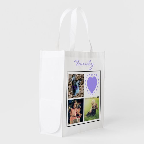 Add Your Personalized Custom Family or Pet Photos Grocery Bag