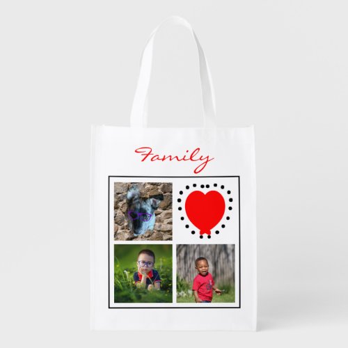 Add Your Personalized Custom Family or Pet Photos Grocery Bag