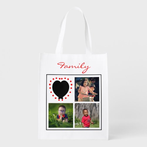 Add Your Personalized Custom Family or Pet Photos Grocery Bag
