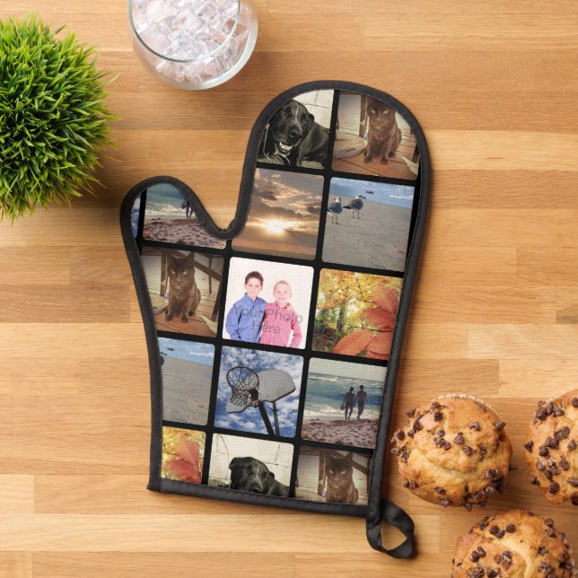 Add Your Personalized Photo Collage Print All Over Oven Mitt (Top down)