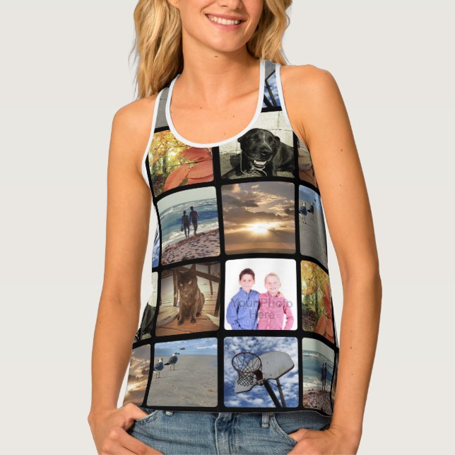 Add Your Personalized Photo Collage Print All Over Tank Top (Front)