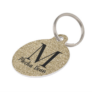 Add Your Pet Name Gold Glitter ID Tag