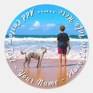 Add Your Pet Photo Sticker Gift Custom Text Name