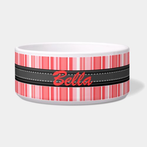Add Your Pets Name Red Stripes Large Bowl