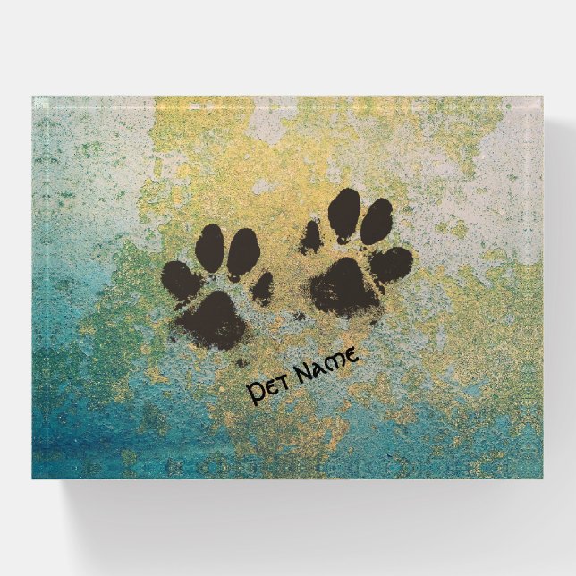Add Your Pet's Paw Prints on Painted Concrete Paperweight (Front)