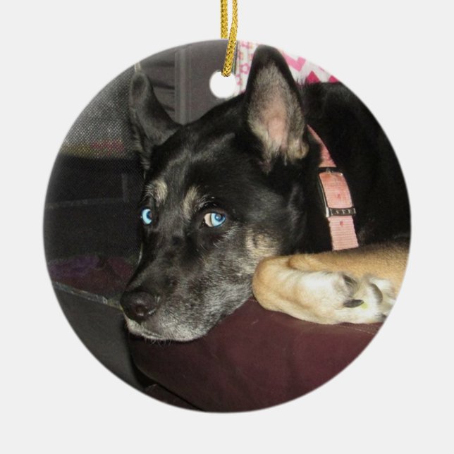 Add your Pet's Photo to this Christmas Ceramic Ornament (Front)