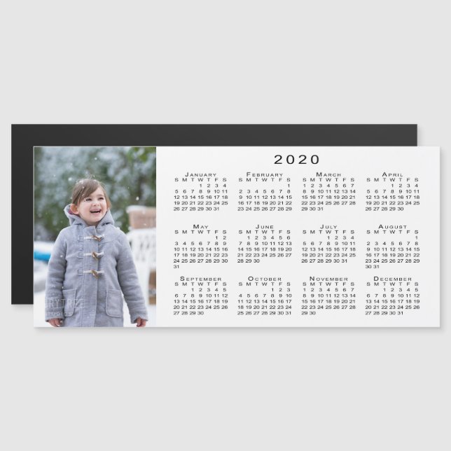 Add Your Photo 2020 Calendar on White (Front/Back)