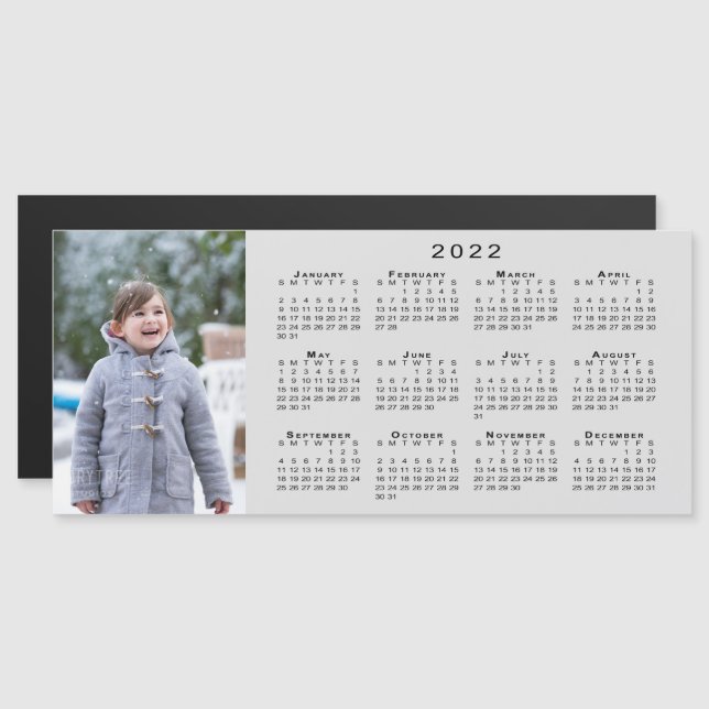 Add Your Photo 2022 Calendar on Gray Magnet (Front/Back)