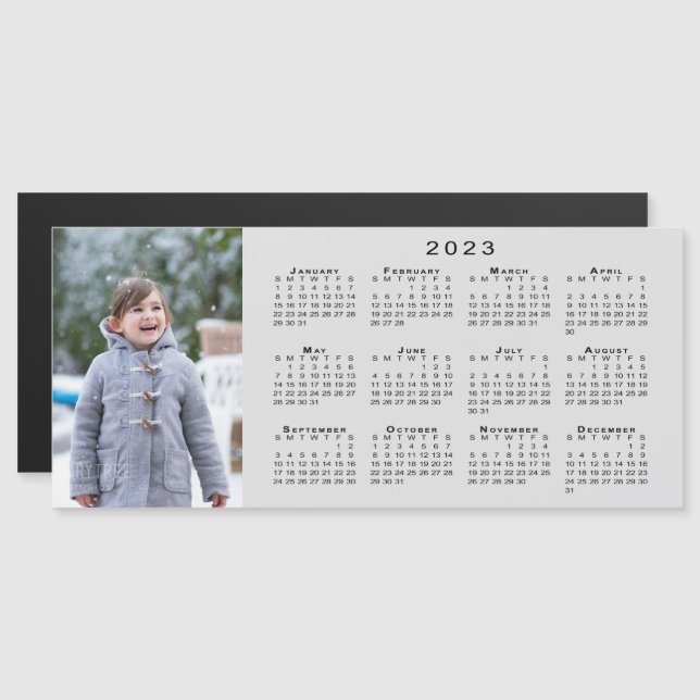 Add Your Photo 2023 Calendar on Gray Magnet (Front/Back)