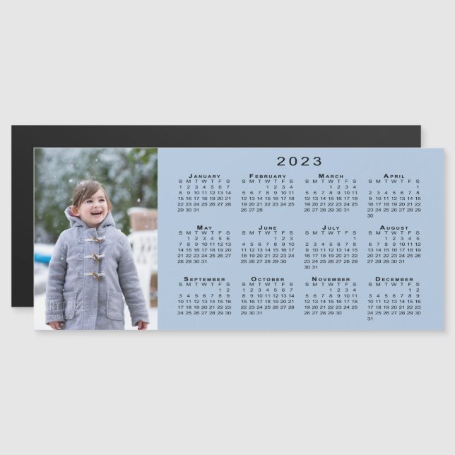 Add Your Photo 2023 Calendar on Light Blue Magnet (Front/Back)