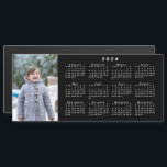 Add Your Photo 2024 Calendar on Black Magnet<br><div class="desc">Keep someone you love nearby with a modern, custom 2024 calendar magnetic card. Replace the sample photo with your own in the sidebar. Beside it is a small white 2024 calendar on a black background. Makes a great personalized stocking stuffer. Includes an envelope for easy sending (or get it without...</div>