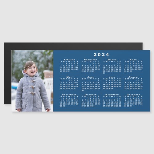 Add Your Photo 2024 Calendar on Blue Magnet