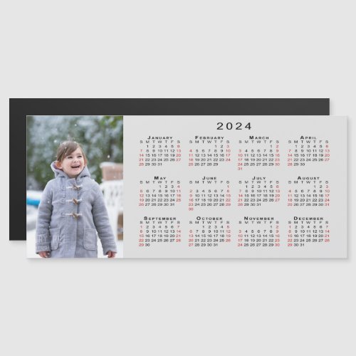Add Your Photo 2024 Calendar on Grey Magnet