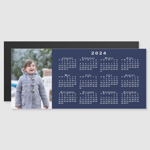 Add Your Photo 2024 Calendar on Navy Blue Magnet
